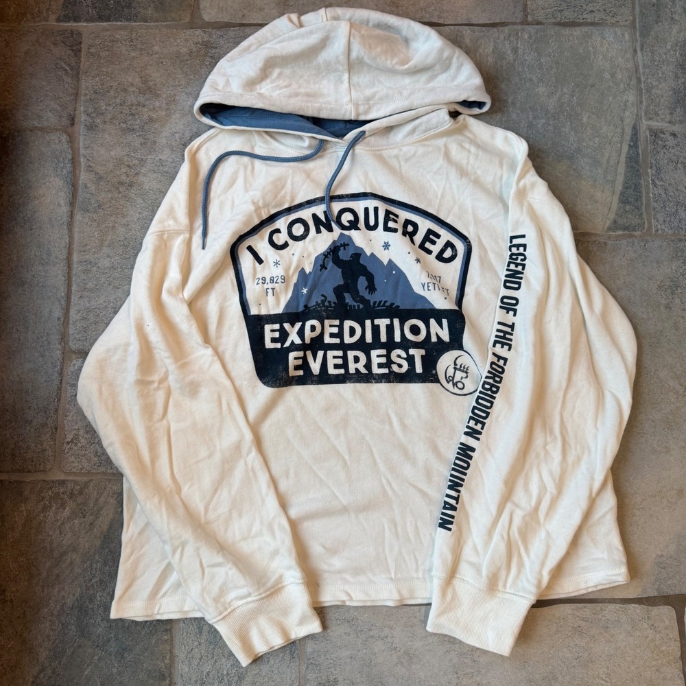 RARE Disney Parks XL Expedition Everest Hoodie – Retired Graphic Yeti Sweatshirt